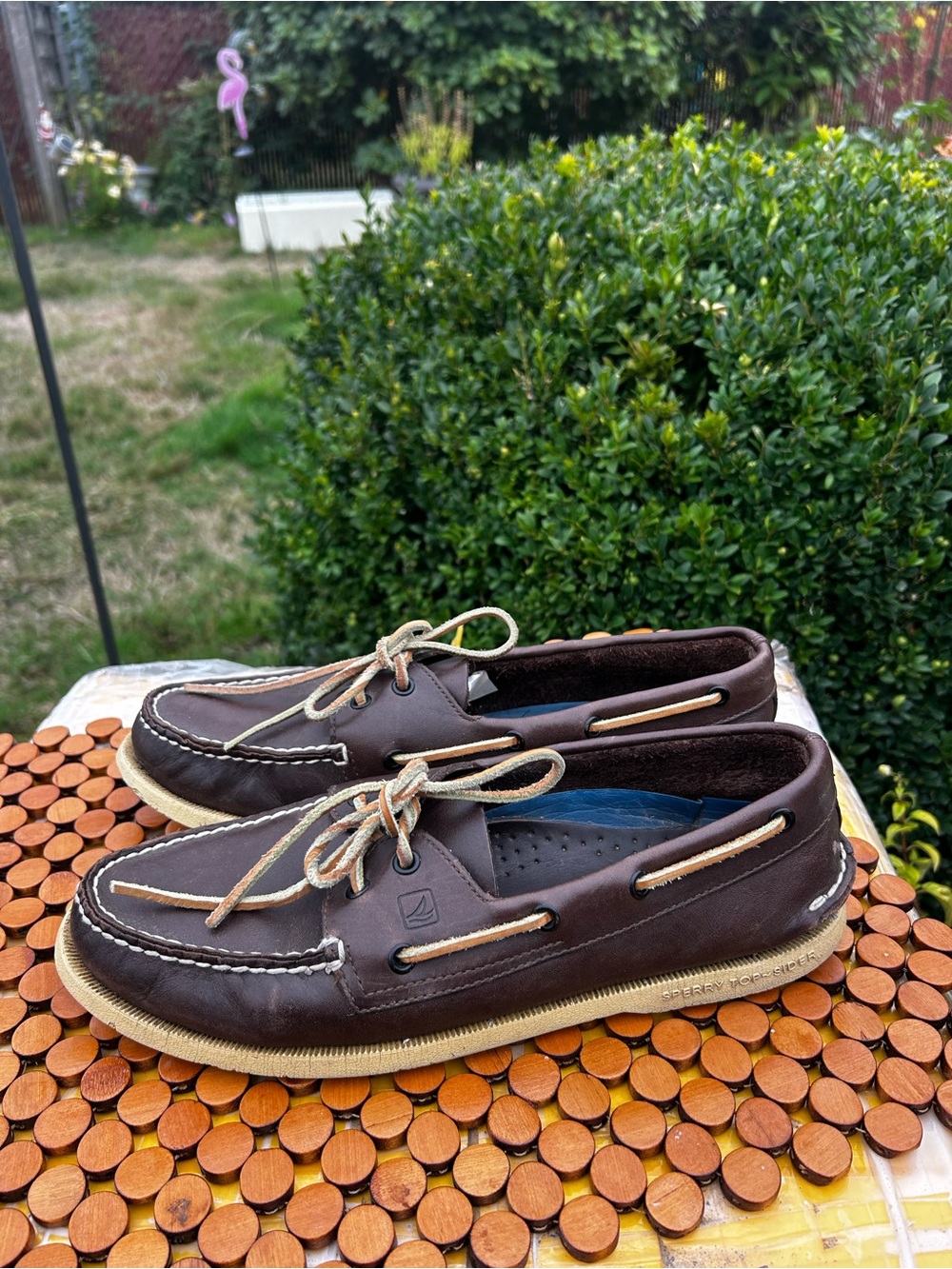 Sperry Men's Brown Leather Boat Shoes - Classic Casual Deck Loafers Size 11M